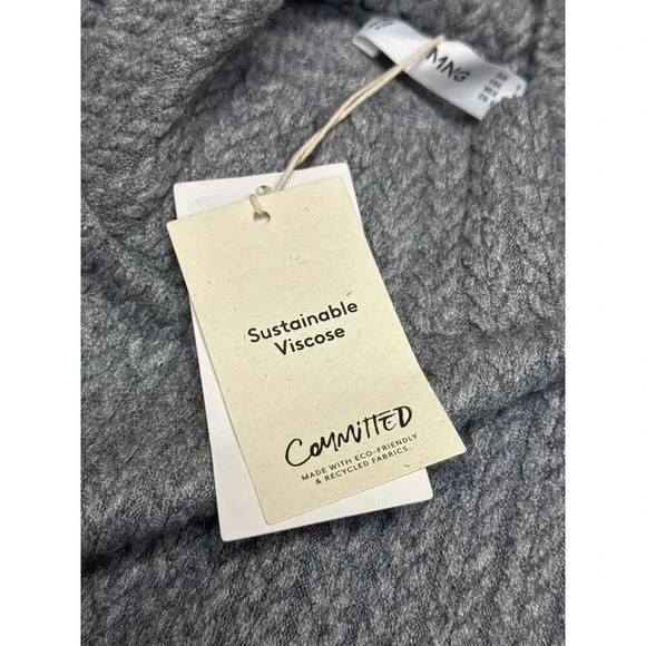 Mango Knit Heather Gray Chevron Ribbed Mock Neck Sweater Mini Dress Womens S NWT - Picture 8 of 11